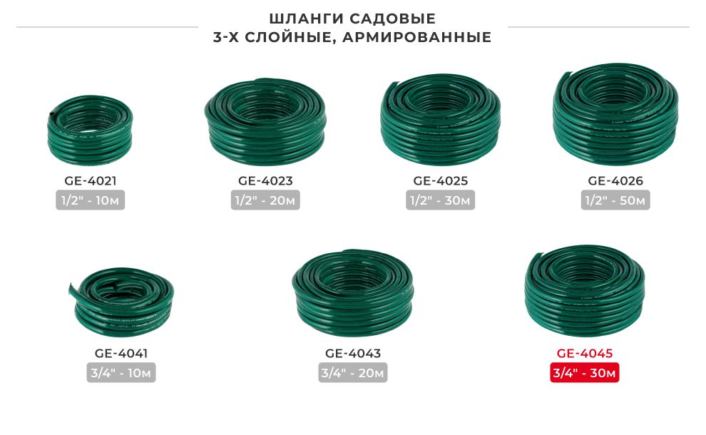 Лінійка шлангів в бухтах 3 шарових