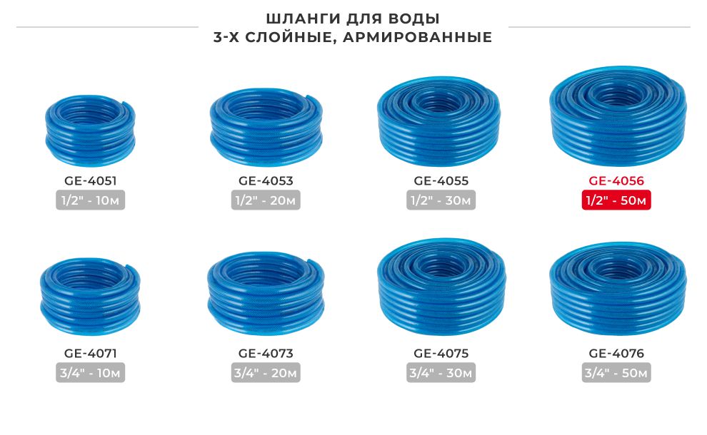 Лінійка шлангів в бухтах 3-х шарових