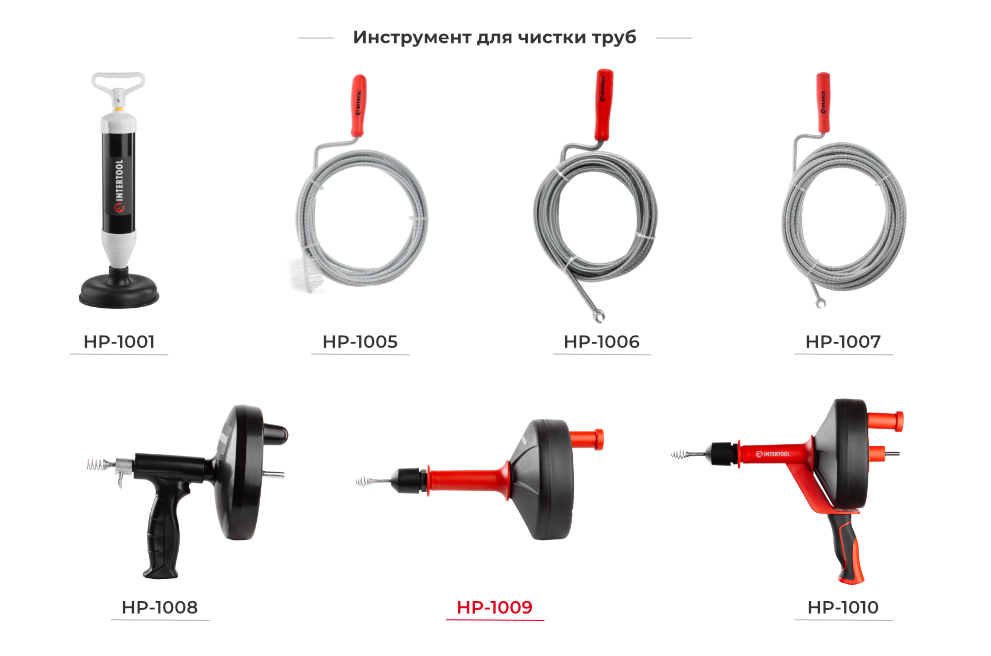 Лінійка інструментів для чищення труб
