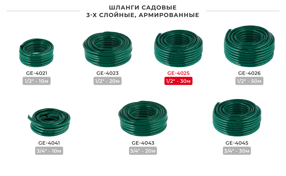 Лінійка шлангів в бухтах 3 шарових