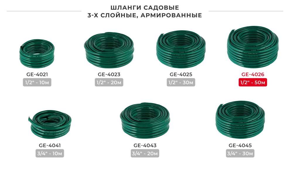 Лінійка шлангів в бухтах 3 шарових