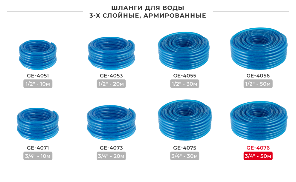 Лінійка шлангів в бухтах 3-х шарових