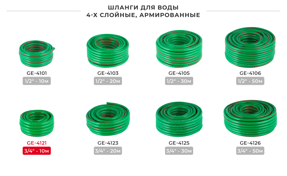Лінійка шлангів в бухтах 4-х шарових