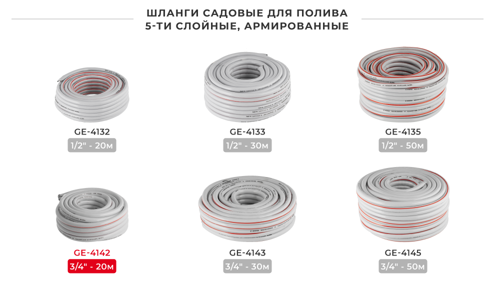 Лінійка шлангів в бухтах 5-и шарових