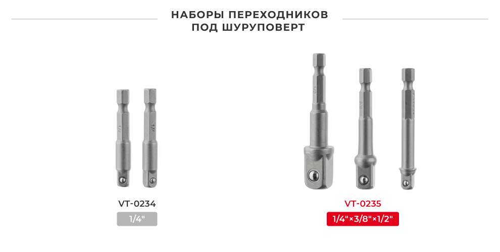 Лінійка перехідників для шуруповерта